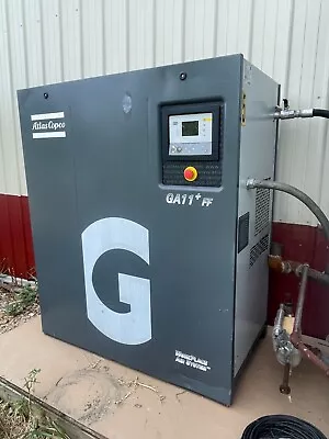 $7750 • Buy ATLAS COPCO 15 HP BASE MOUNT ROTARY SCREW COMPRESSOR 3600 RPM 460v 67CFM GA11FF