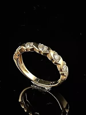 9ct Gold CZ Half Eternity Ring Size M • £75