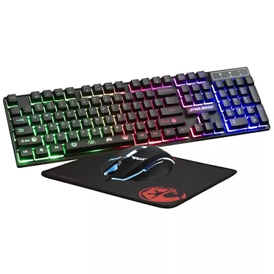 Disney Star Wars 3 In 1 Gaming Bundle Keyboard Mouse & Mouse Pad Stickers • $44.95