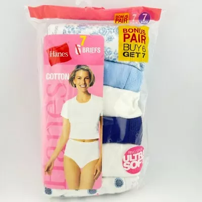 Vintage Hanes Womens Cotton Briefs Underwear 7-pack Size 7 - 2006 • $39.99