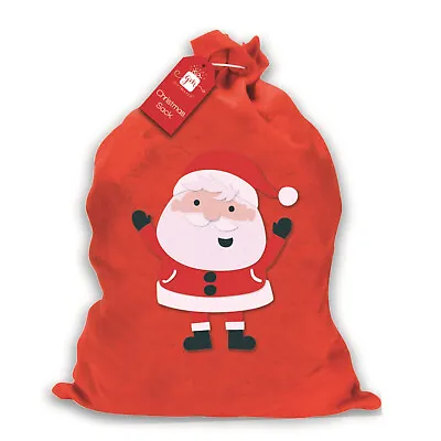 Large Red Felt Santa Claus Sack Christmas Stocking Fabric Bag Present Gift Wrap • £3.75