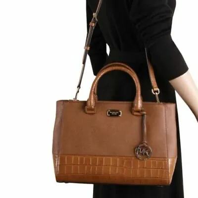 Michael Kors Kellen Embossed Leather Medium Satchel - Luggage • $65