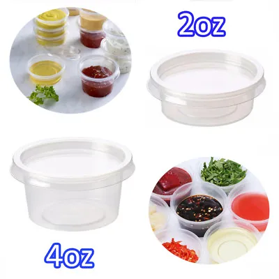 2oz 4oz Clear Plastic Containers Tubs With Separate Lids Food Safe Takeaway • £4.67