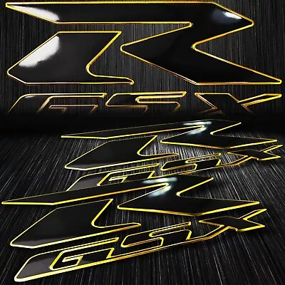 2x 6.25  ABS 3D Emblem Decal Fairing Logo Sticker Suzuki GSXR Black/Chromed Gold • $17.88