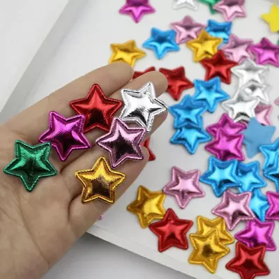 Padded Fabric Star Embellishments Set Of 20 25mm Metallic Fabric Stars Mixed • £3.40