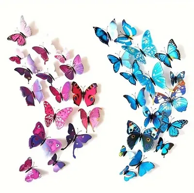 3D Butterfly Stickers Decorative Butterfly Wall Stickers 12 Pcs Wall Art Sticker • £2.99