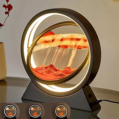 3D Moving Sand Art Picture LED Hourglass Deep Sea Sandscape Painting Table Lamp • £15.90