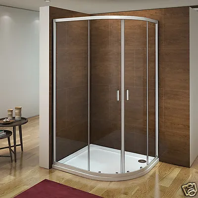 Offset Quadrant Shower Enclosure Walk In Corner Cubicle Glass Screen Tray • £120