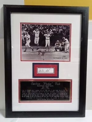 Carlton Fisk Red Sox Signed Card 16x23 Framed MLB Mounted Memories • $115.99