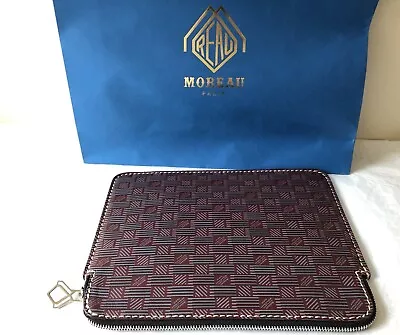 Moreau IPad Pouch Tech Case Document Holder Clutch Bordeaux Leather RRP£650 New • £390