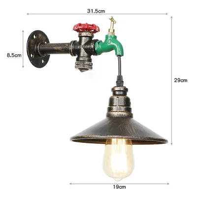 Rustic Industrial Steampunk Water Pipe Wall Light Barn Wall Lamp Sconce Fixture • $27.98