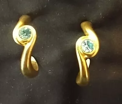 Vintage AVON Aquamarine Gold Tone Earrings • $4