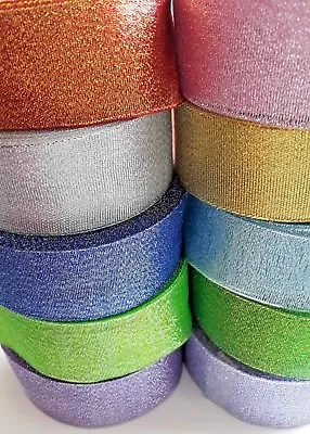 40 Mm Sparkle / Glitter Ribbon10 Colours For Cakes Bows Decoration & Crafts. • £0.99