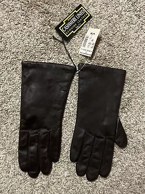 Vintage Fownes Brown Leather Cashmere Lined Gloves Sz 7.5 New Old Stock • $18.99