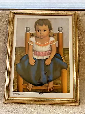 Diego Rivera Signed Framed Print Modesta Little Girl Sitting In Chair 20  X 15  • $75