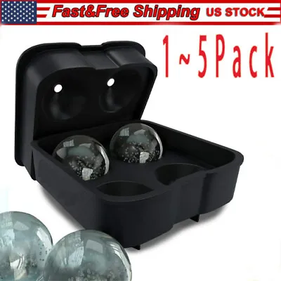 Large Round Silicone Ice Cube Ball Maker Tray Sphere Molds Bar Whiskey Cocktails • $5.99