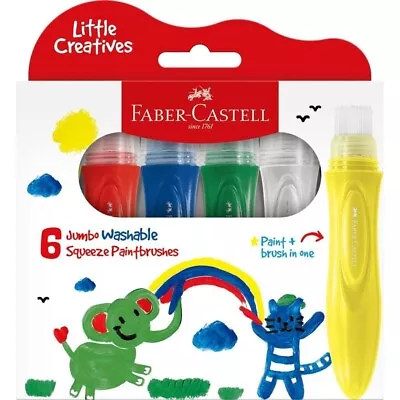Faber Castell Jumbo Washable Squeeze Paint Brush Pack Of 6 • $23.10