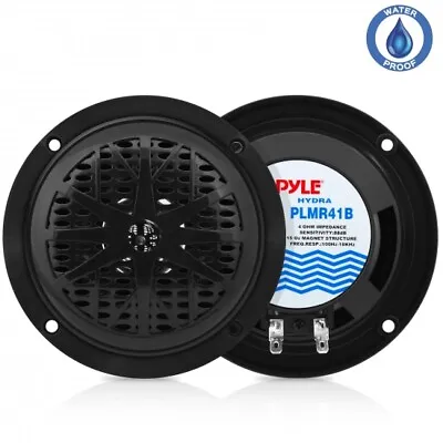 4  10cm 100w Dual Cone Marine Boat Cabin Speakers Pyle PLMR41B Pair • £20.90