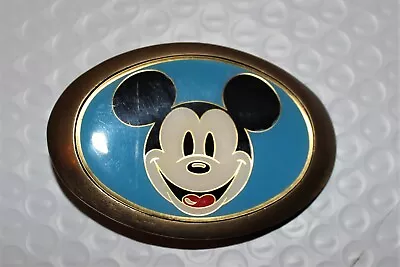 Vintage Baron Mickey Mouse Full Face Blue Background Solid Brass Belt Buckle • $39