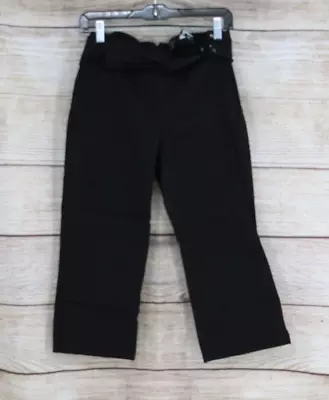 VINTAGE Rave Juniors Mid Rise Slim Cropped Pants Capris Size 9 Black • $19.99