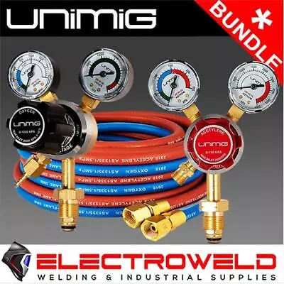 UNIMIG Oxy Acet Welding Gas Hose + 2 X Regulators Oxygen / Acetylene 5m 10m 15m • $168.15