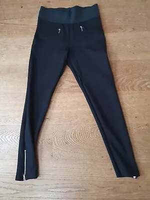 F&F Ladies Black Leggings With Zip Detail Size 10 • £1.99