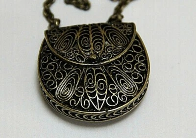 £27.69 • Buy Victorian Style Filigree Purse Stash Pendant 30” Chain W/ 1.5  Pendant, Vintage 