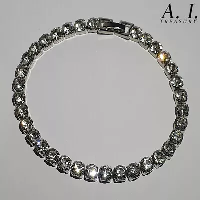 £3.25 • Buy TENNIS BRACELET 5MM 20CM Iced Out Silver Diamond Shiny Men Women Unisex