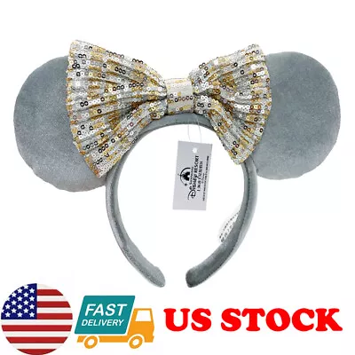 Gold Sequin Gray Mouse Ears Headband For Women Girls Disneyland Party Hairband • $17.65