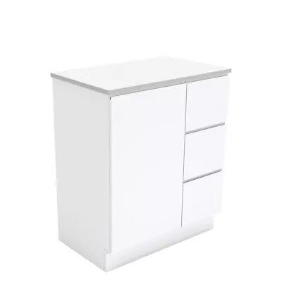 Fienza Bathroom Vanity 750 Cabinet On Kickboard Cupboard Fingerpull White 75CR • $399