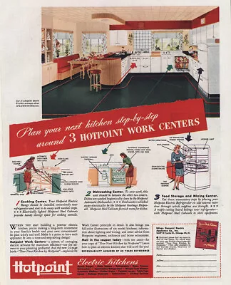 1945 Hotpoint Electric Kitchens: Work Centers Vintage Print Ad • $8.75