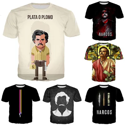 Narcos Pablo Escobar Men Tees Women Men T-Shirt 3D Print Short Sleeve Tee Tops • $19.79
