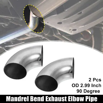 2pcs OD 3'' 90 Degree Mandrel Bend Elbow Stainless Steel Bend Exhaust Tube • $25.49