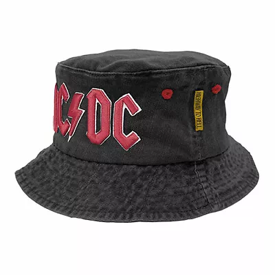 ACDC Washed Black With 3D Embroidery BUCKET Hat Cap Man Cave Fathers Day Gift • $27.90