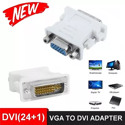 $7.99 • Buy VGA Female To DVI  Male / VGA Female To DVI-D 24+1 Male Converter Adapter HDTV