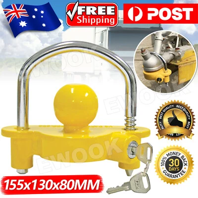 $21.95 • Buy Trailer Parts Coupling Lock Universal Hitch Tow Ball 2 Keys Caravan Antitheft