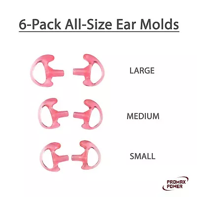 6-Pack Soft Gel Ear Molds For Walkie Talkie Acoustic Tube Earpieces - Trial Set • $11.99