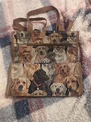 Signare Tapestry Bag Labrador Dogs Small Tote Handbag • £15
