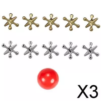 3x 10pcs Play Jacks Game And Bouncy Ball Five Stones Child Classic Filler Toy • £8.11