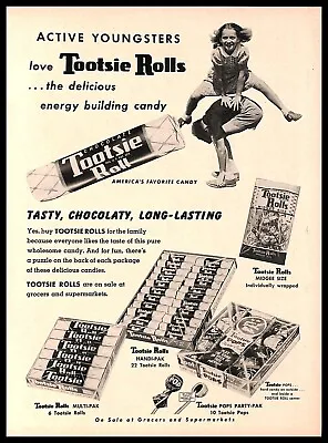 1954 Tootsie Rolls Candy Vintage PRINT AD Old Fashioned Sweets Kids Playing • $8.99