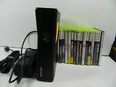Xbox 360 Slim Console 250GB Black Bundle With Cords NO CONTROLLERS +15 Games • $99