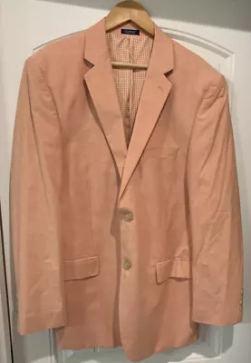 Saddlebred 2 Button Cotton Blazer Jacket Sport Coat Mens 40R Peach Orange Preppy • $39.94