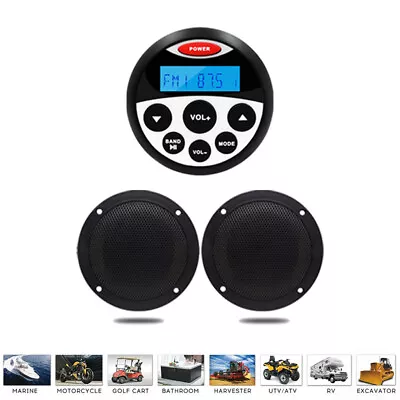 $92.99 • Buy Marine Radio Bluetooth Stereo Receiver With 4inch Boat Speaker For ATV UTV RV UV