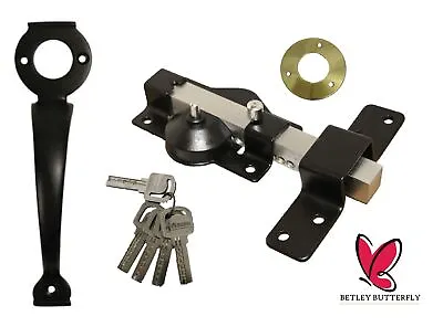 SECURITY 50 /70mm Long Throw Bolt Gate Lock Garage SHED Single 5 Keys AND HANDLE • $40.95