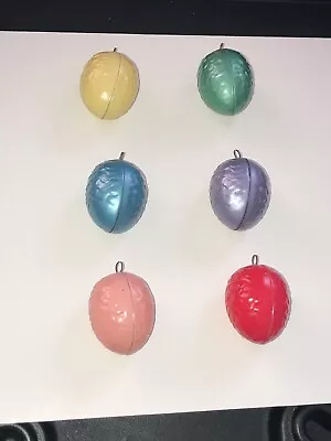 VTG Switzerland Pinecone Metal Tin Aluminum Egg Christmas Ornament Lot Of 6 • $24