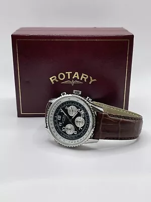 £65 • Buy Rotary GB03351 Chronospeed Chronograph Brown Leather Strap Wristwatch For Men