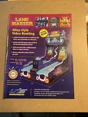 ORIGINAL 11-8” Lane  Master Bowling Twin￼ Arcade Video GAME FLYER • $8.49