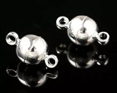 £2.75 • Buy Small Magnetic Clasps Strong 6mm Diameter Plus Loops Silver Gold Or Mixed 5 Sets