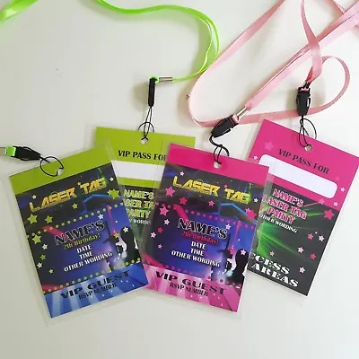 Personalised Laser Tag VIP Pass Lanyard For Birthday Party Invite • £2.97