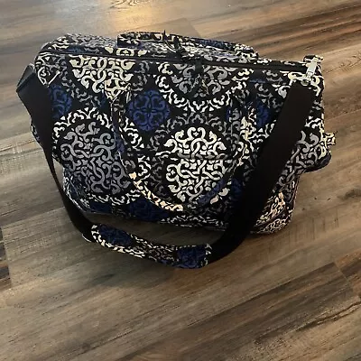 Retired VERA BRADLEY Canterbury Cobalt BlueBlack Weekender Travel Bag Pre-Owned • $69.99